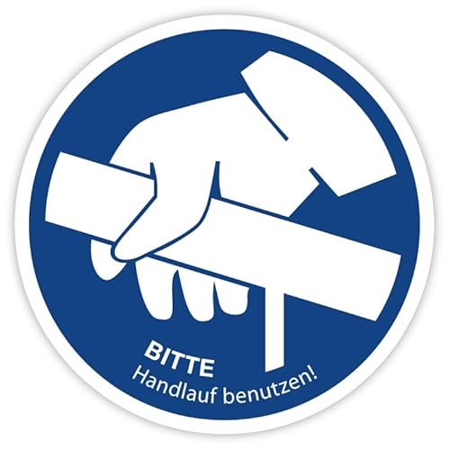 Aufkleber Gebotszeichen "Bitte Handlauf benutzen" Gebot Schild Folie ähnl. ISO 7010 | Ø5-30cm Made in Germany, Größe: Ø20 cm von MBS-SIGNS