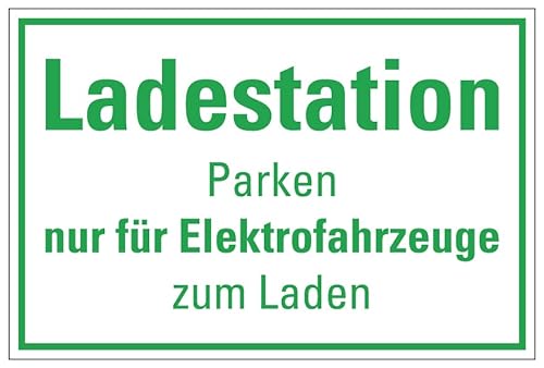 Aufkleber Grundstück Hinweis „Ladestation Parken nur für Elektrofahrzeuge“ Schild Folie selbstklebend | Größen wählbar Made in Germany, Größe: 20x30cm von MBS SIGNS