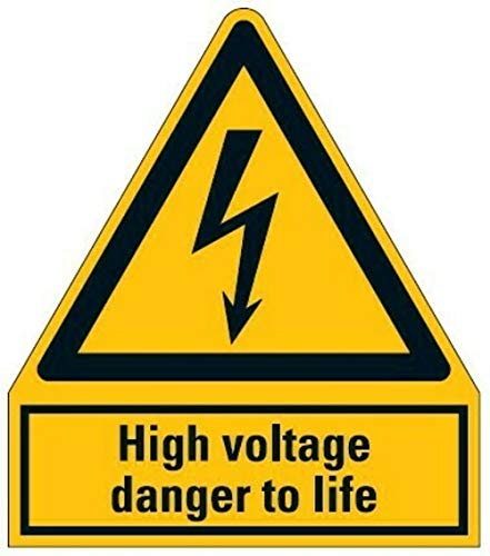 Aufkleber"High voltage danger to life" Warnung Warnschild ISO 7010 | 210x245mm signalgelb made by MBS-SIGNS in Germany von MBS-SIGNS