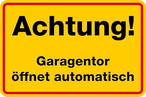 Aufkleber Hinweis „Achtung! Garagentor öffnet automatisch“ Schild Folie Signalgelb | Größe wählbar Made in Germany, Größen Name: 15x10 cm von MBS-SIGNS