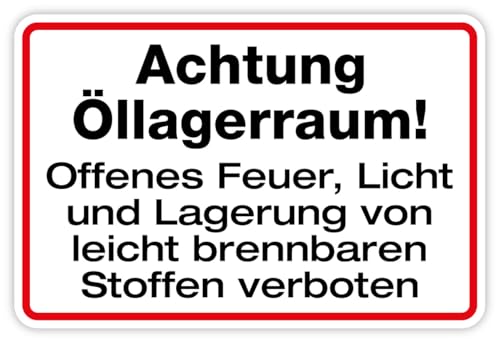 Aufkleber „Achtung Öllagerraum! Offenes Feuer, Licht und Lagerung von leicht brennbaren Stoffen verboten“ Folie | Größen wählbar Made in Germany, Größe: 20x30cm Aufkleber „Achtung Öllagerraum! Offenes Feuer, Licht und Lagerung von leicht brennbaren Stoffen verboten“ Folie | Größen wählbar Made in Germany, Größe: 20x30cm von MBS SIGNS
