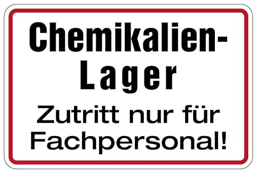 Aufkleber Hinweis „Chemikalien-Lager Zutritt nur für Fachpersonal“ Verbot Schild Folie selbstklebend | Größen wählbar Made in Germany, Größe: 10x15cm von MBS SIGNS