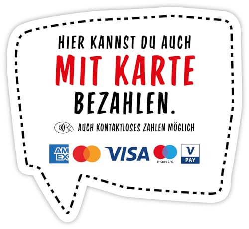 Aufkleber Hinweis „Hier kannst du auch mit Karte & kontaktlos bezahlen“ Symbole Folie selbstklebend | Größe wählbar Made in Germany, Größe: 12 x 11 cm von MBS-SIGNS