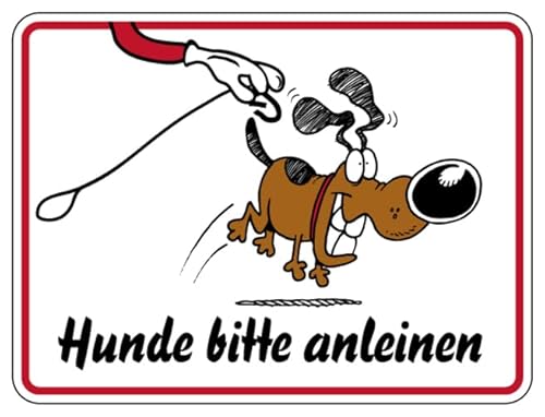 Aufkleber Hinweis „Hunde bitte anleinen“ Schild Folie selbstklebend | Größe wählbar Made in Germany, Größen Name: 20x15 cm von MBS SIGNS