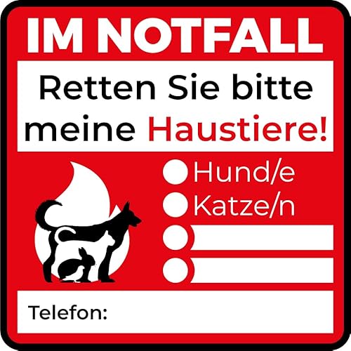 Aufkleber Hinweis Feuerwehr „Im Notfall – Retten Sie bitte meine Haustiere“ Folie individuell beschriftbar | 5-30 cm Made in Germany, Größe: 20 x 20 cm Aufkleber Hinweis Feuerwehr „Im Notfall – Retten Sie bitte meine Haustiere“ Folie individuell beschriftbar | 5-30 cm Made in Germany, Größe: 20 x 20 cm von MBS-SIGNS