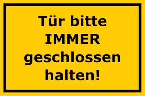 Aufkleber Hinweis „Tür bitte IMMER geschlossen halten!“ Folie selbstklebend Gelb/Schwarz | Größe wählbar Made in Germany, Größe: 15x10 cm von MBS-SIGNS