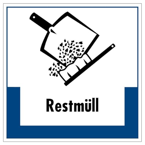 Aufkleber Hinweis Abfallkennzeichnung "Restmüll" Müllentsorgung Recycling Schild Folie selbstklebend, blau | 5-40cm Made in Germany, Größe: 30x30 cm Aufkleber Hinweis Abfallkennzeichnung "Restmüll" Müllentsorgung Recycling Schild Folie selbstklebend, blau | 5-40cm Made in Germany, Größe: 30x30 cm von MBS SIGNS
