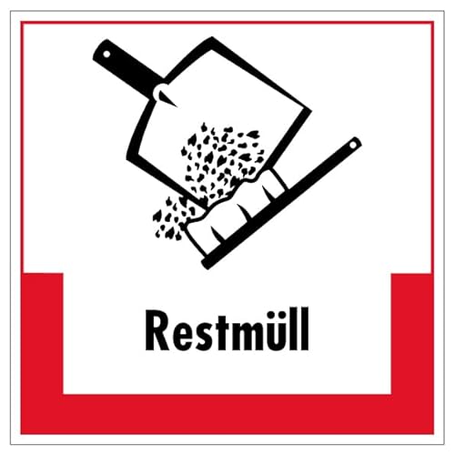 Aufkleber Hinweis Abfallkennzeichnung "Restmüll" Müllentsorgung Recycling Schild Folie selbstklebend, rot | 5-40cm Made in Germany, Größe: 30x30 cm Aufkleber Hinweis Abfallkennzeichnung "Restmüll" Müllentsorgung Recycling Schild Folie selbstklebend, rot | 5-40cm Made in Germany, Größe: 30x30 cm von MBS SIGNS