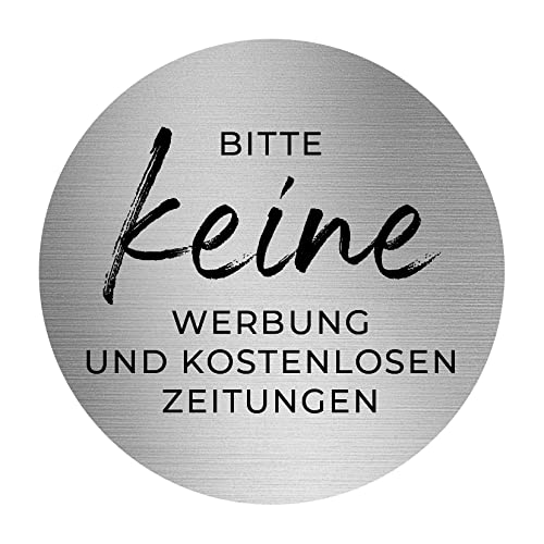 Aufkleber Hinweis "Bitte keine Werbung..." Briefkasten Schild Folie selbstklebend grau | Größe wählbar Made in Germany, Größe: Ø6 cm von MBS-SIGNS