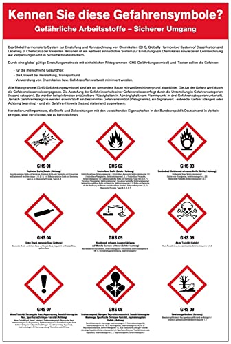 Aufkleber Hinweis Gefahrensymbole Sicherheitsaushang"GHS-Symbole" Schild Folie selbstklebend | Größe wählbar Made in Germany, Größe: 30x20cm von MBS SIGNS