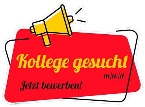 Aufkleber Hinweis"Kollege gesucht m/w/d" Bewerbung Schild Folie | 30x22cm Made in Germany, Farbe: rot von MBS-SIGNS