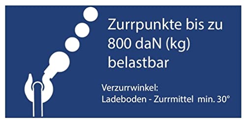 Aufkleber Hinweis Ladungssicherung Zurrpunkte bis zu 800 daN (kg) Schild Folie selbstklebend | Größe wählbar Made in Germany, Größe: 5x10 cm von MBS-SIGNS