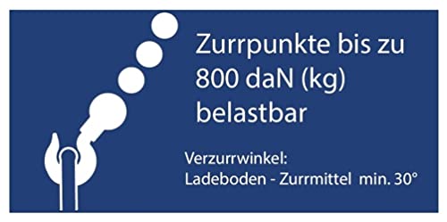 Aufkleber Hinweis Ladungssicherung Zurrpunkte bis zu 800 daN (kg) Schild Folie selbstklebend | Größe wählbar Made in Germany, Größe: 5x10 cm von MBS-SIGNS