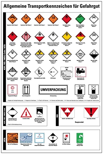 Aufkleber Hinweis Sicherheitsaushang "Allgemeine Transportkennzeichen für Gefahrgut" Symbol Schild Folie selbstklebend | Größe wählbar Made in Germany, Größe: 40x60 cm von MBS-SIGNS