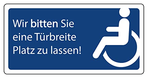 Aufkleber Hinweis "Türbreite Abstand Rollstuhlfahrer" Schild Folie selbstklebend | Größe wählbar Made in Germany, Größe: 10x20 cm von MBS-SIGNS