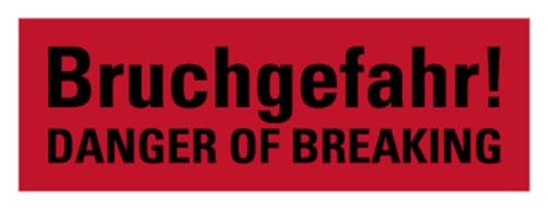 Aufkleber Kennzeichnung „Bruchgefahr! Danger of Breaking“ deutsch/englisch Folie, rot | Größe wählbar Made in Germany, Größen Name: 2,5x7,5cm von MBS SIGNS