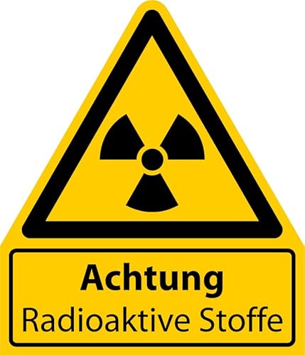 Aufkleber Kombi „Achtung Radioaktive Stoffe“ Symbol Folie selbstklebend nach ISO 7010 (W003) | Größen wählbar Made in Germany, Größe: 52x61 mm von MBS-SIGNS