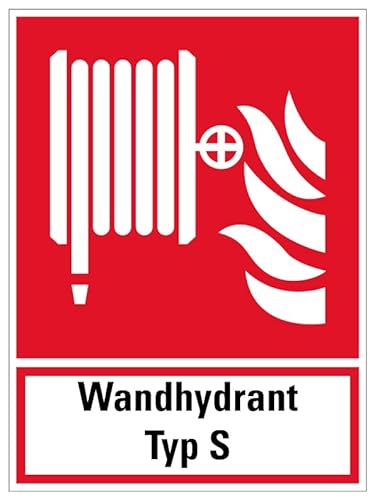 Aufkleber Kombi Brandschutzzeichen „Wandhydrant Typ S“ Text Symbol Folie selbstklebend nach ISO 7010 (F002) | 20x27cm Made in Germany von MBS-SIGNS