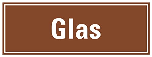 Aufkleber Müllentsorgung Hinweis "Abfallkennzeichnungen " Recycling Schild Folie selbstklebend | Variante wählbar Made in Germany, Größen Name: Glas | 29,7x10,5cm von MBS-SIGNS