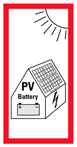 Aufkleber PV-Anlage Hinweis "Photovoltaik-Anlage/Battery" Schild Folie | Variante wählbar Made in Germany, Größe: PV "Battery" | 20x40cm Aufkleber PV-Anlage Hinweis "Photovoltaik-Anlage/Battery" Schild Folie | Variante wählbar Made in Germany, Größe: PV "Battery" | 20x40cm von MBS SIGNS