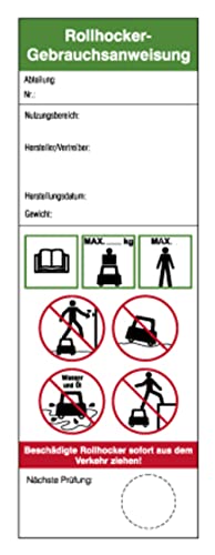 Aufkleber Prüfplakette Sicherheitszeichen „Rollhocker-Gebrauchsanweisung“ Etikett Folie | Größe wählbar Made in Germany, Größen Name: 5x14,5cm von MBS-SIGNS
