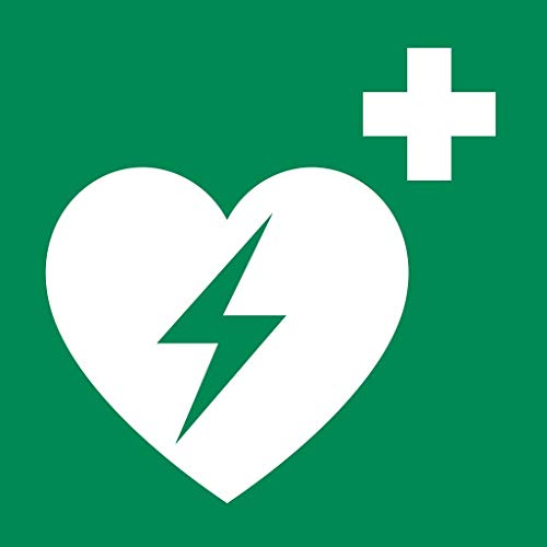 Aufkleber Rettungszeichen"(AED) Automatisierter Externer Defibrillator" Symbol Schild 5-40cm Folie selbstklebend nach ISO 7010 made by MBS-SIGNS in Germany, Größe: 10x10cm von MBS-SIGNS
