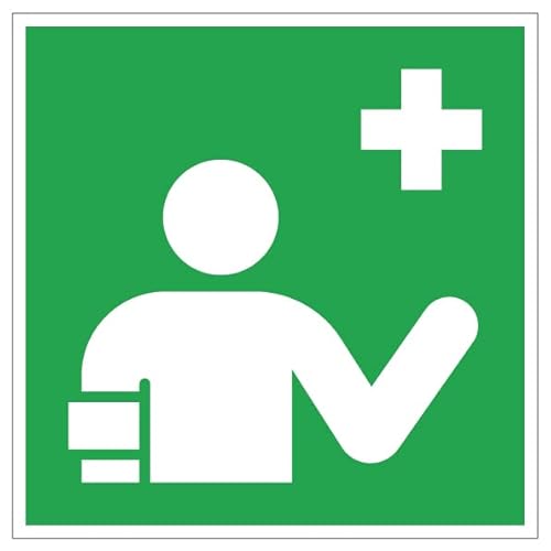 Aufkleber Rettungszeichen "Ersthelfer" Symbol Schild Folie selbstklebend nach ISO 7010 | 5-40cm Made in Germany, Größe: 30x30cm von MBS-SIGNS