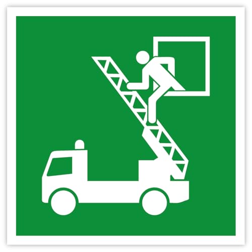 Aufkleber Rettungszeichen „Rettungsausstieg“ Leiter Folie nach ISO 7010 E017 | 5-40 cm Made in Germany, Größe: 15x15cm von MBS-SIGNS