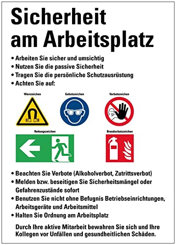 Aufkleber Sicherheits Hinweis "Sicherheit am Arbeitsplatz" Symbol Schild Folie selbstklebend | Größe wählbar Made in Germany, Größe: 50x70cm Aufkleber Sicherheits Hinweis "Sicherheit am Arbeitsplatz" Symbol Schild Folie selbstklebend | Größe wählbar Made in Germany, Größe: 50x70cm von MBS SIGNS