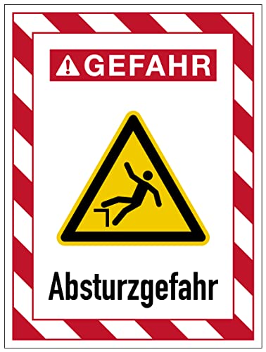 Aufkleber Sicherheits Hinweis"Warn- und Gefahrkombi" Schild Folie selbstklebend | Variante wählbar 15x20cm Made in Germany, Größe: Achtung Absturzgefahr von MBS SIGNS