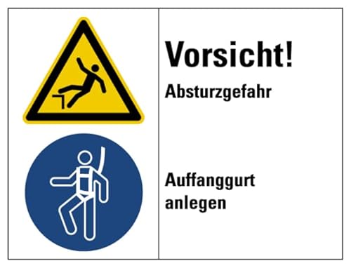 Aufkleber Sicherheitshinweis „Vorsicht! Absturzgefahr“ Kombischild Folie nach ISO 7010 | Größe wählbar Made in Germany, Größen Name: 7,5x10cm Aufkleber Sicherheitshinweis „Vorsicht! Absturzgefahr“ Kombischild Folie nach ISO 7010 | Größe wählbar Made in Germany, Größen Name: 7,5x10cm von MBS-SIGNS