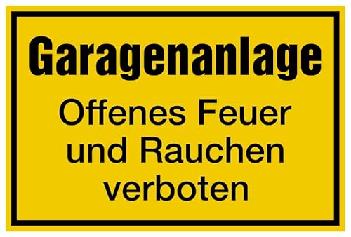 Aufkleber Verbot „Garagenanlage offenes Feuer und Rauchen verboten“ Hinweis Schild Folie selbstklebend, signalgelb | Größen wählbar Made in Germany, Größe: 20x30cm Aufkleber Verbot „Garagenanlage offenes Feuer und Rauchen verboten“ Hinweis Schild Folie selbstklebend, signalgelb | Größen wählbar Made in Germany, Größe: 20x30cm von MBS SIGNS