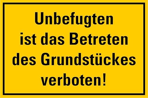 Aufkleber Verbot „Unbefugten ist das Betreten des Grundstückes verboten!“ Hinweis Schild Signalgelb | Größen wählbar Made in Germany, Größen Name: 20x30cm Aufkleber Verbot „Unbefugten ist das Betreten des Grundstückes verboten!“ Hinweis Schild Signalgelb | Größen wählbar Made in Germany, Größen Name: 20x30cm von MBS SIGNS