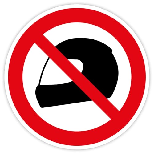 Aufkleber Verbotszeichen „Bitte Helm abnehmen! Kein Helm!“ Folie nach ISO 7010 praxisbewährt | Ø 5-30 cm Made in Germany, Größe: 30cm von MBS-SIGNS