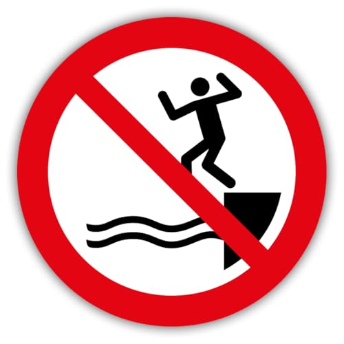 Aufkleber Verbotszeichen „In das Wasser springen verboten“ Sprungverbot Badesicherheit Sticker Symbol nach ISO 7010 (P061) | Ø 5-30 cm Made in Germany, Größe: Ø5 cm von MBS-SIGNS
