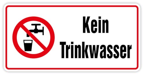 Aufkleber Verbotszeichen „Kein Trinkwasser“ Symbol & Text Kombi Folie ISO 7010 | Größe wählbar Made in Germany, Größen Name: Aufkleber | 10 x 5 cm von MBS-SIGNS