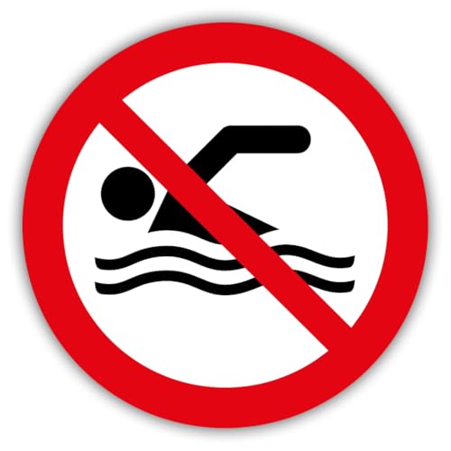 Aufkleber Verbotszeichen „Schwimmen verboten“ Wassersicherheit Badesicherheit Sticker Symbol nach ISO 7010 (P049) | Ø 5-30 cm Made in Germany, Größe: Ø20 cm von MBS-SIGNS