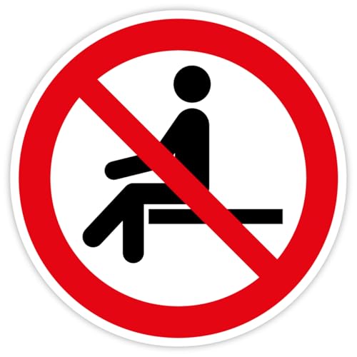 Aufkleber Verbotszeichen „Sitzen verboten“ Folie nach ISO 7010 P018 | Ø 5-30 cm Made in Germany, Größe: Ø10 cm von MBS-SIGNS