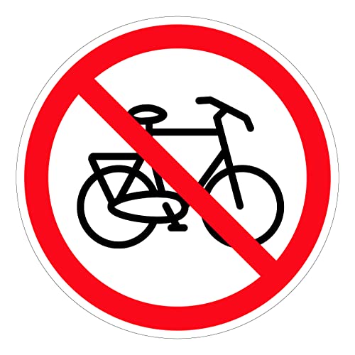 Aufkleber Verbotszeichen"Fahrräder abstellen verboten" Schild Folie selbstklebend | Ø5-30cm Made in Germany, Größe: Ø20 cm von MBS-SIGNS