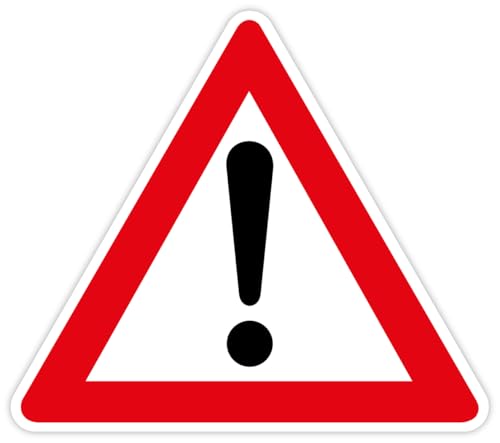 Aufkleber Verkehrszeichen 101 „Allgemeine Gefahrenstelle“ Symbol nach StVO Folie selbstklebend | SL 5-30 cm Made in Germany, Größe: SL 5cm von MBS-SIGNS