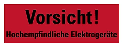 Aufkleber Verpackungs-Kennzeichnung „Vorsicht! hochempflindliche Elektrogeräte“ Folie, rot | Größe wählbar Made in Germany, Größen Name: 5x15cm von MBS SIGNS