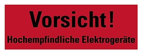 Aufkleber Verpackungs-Kennzeichnung „Vorsicht! hochempflindliche Elektrogeräte“ Folie, rot | Größe wählbar Made in Germany, Größen Name: 5x15cm Aufkleber Verpackungs-Kennzeichnung „Vorsicht! hochempflindliche Elektrogeräte“ Folie, rot | Größe wählbar Made in Germany, Größen Name: 5x15cm von MBS SIGNS