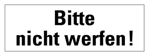 Aufkleber Verpackungs-Kennzeichnung Mehrsprachig „Bitte nicht werfen!“ Schild Folie, s/w | Größe wählbar Made in Germany, Größen Name: 5x15cm von MBS SIGNS