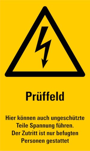 Aufkleber Warnaufkleber „Prüffeld“ Folie nach ISO 7010 Gelb W012 | 12x20 cm Made in Germany von MBS-SIGNS