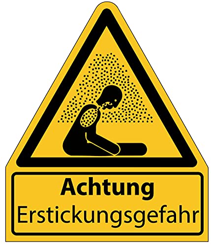 Aufkleber Warnaufkleber"Achtung Erstickungsgefahr" Warnung Warnschild Folie signalgelb ähnl. ISO 7010 | Größen wählbar Made in Germany, Größe: 105x123 mm von MBS-SIGNS