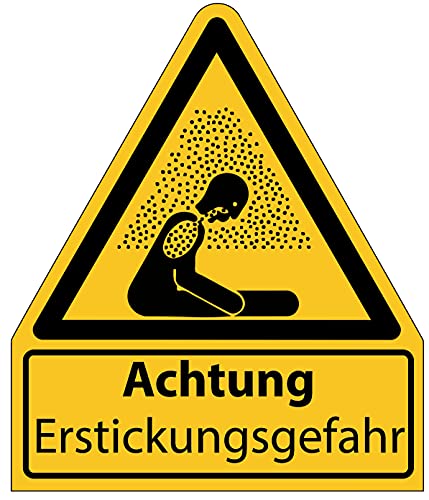 Aufkleber Warnaufkleber"Achtung Erstickungsgefahr" Warnung Warnschild Folie signalgelb ähnl. ISO 7010 | Größen wählbar Made in Germany, Größe: 52x61 mm von MBS-SIGNS