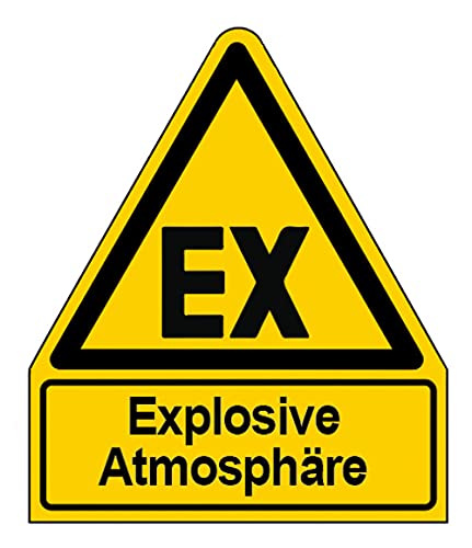 Aufkleber Warnaufkleber EX"Explosive Atmosphäre" Warnung Warnschild Folie signalgelb ähnl. ISO 7010 | Größen wählbar Made in Germany, Größe: 105x123 mm von MBS-SIGNS