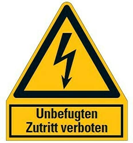 Aufkleber Warnaufkleber"Unbefugten Zutritt verboten" Warnung Warnschild ISO 7010 | 210x245mm signalgelb made by MBS-SIGNS in Germany von MBS-SIGNS