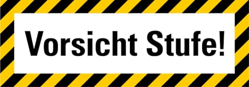Aufkleber Warnhinweis Höhenunterschied „Vorsicht Stufe!“ Gefahrenprävention Stolpergefahr Treppen & Absätze Sicherheitssticker | Größe wählbar Made in Germany, Größe: 42 x 14,8 cm von MBS-SIGNS