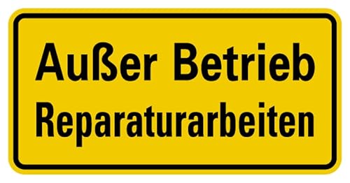 Aufkleber Warnung „Außer Betrieb Reparaturarbeiten“ Hinweis Schild Folie selbstklebend, signalgelb | Größen wählbar Made in Germany, Größe: 5x10cm Aufkleber Warnung „Außer Betrieb Reparaturarbeiten“ Hinweis Schild Folie selbstklebend, signalgelb | Größen wählbar Made in Germany, Größe: 5x10cm von MBS SIGNS